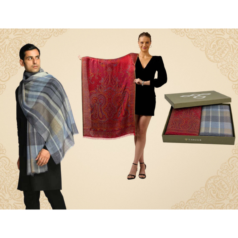 Kashmiri Jamawar Stole & Wool Check Stole