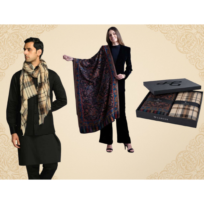 Kashmiri Jamawar Stole & Wool Check Stole - Image 3