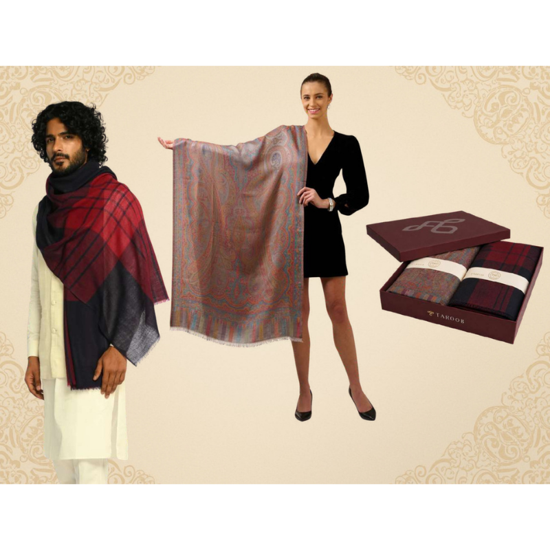 Kashmiri Jamawar Stole & Wool Check Stole - Image 2